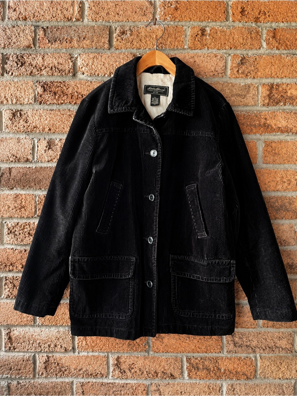 Eddie Bauer Dark Green Corduroy Barn Chore Jacket Lined Utility Small